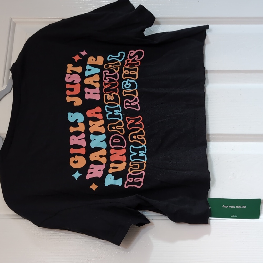 NWT sz Large "Girls Just Want to Have Fundamental Rights" Crop